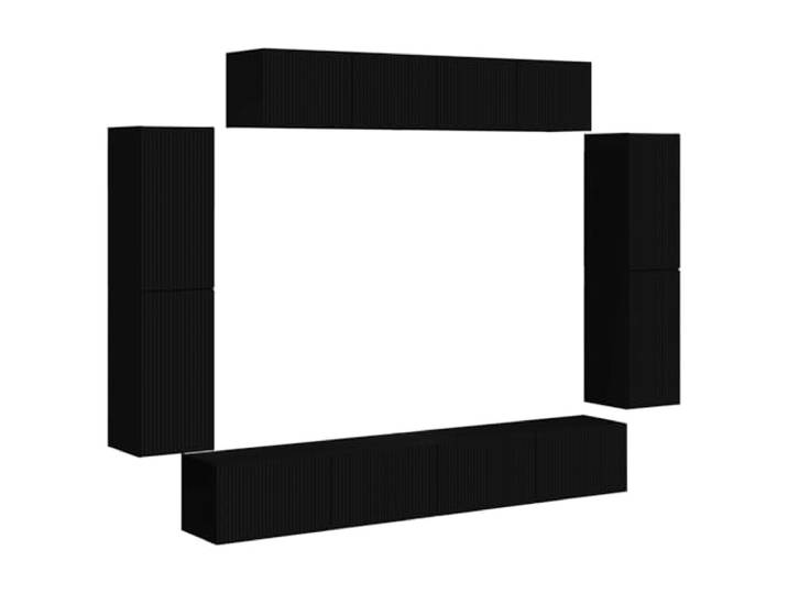 GKHPYURE TV-Schrank zur Wandmontage, 8 Stück, Schwarz, modernes Design 4 große Fächer, 2 kleine Fächer, mit Türen, Wandmontage, robuste Struktur, neutrale Farbe, minimalistischer Stil