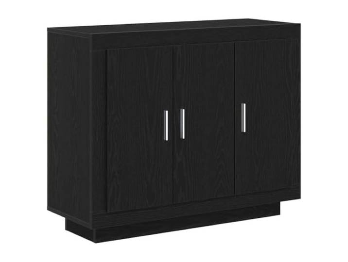 KGFHERENB Sideboard Schwarz Eichen-Optik 92x35x75 cm Kommode 3 Türen Moderne Anrichte für Flur und Esszimmer: Dreitüriger Schrank aus Holzwerkstoff bietet viel Stauraum für Wohnaccessoires.