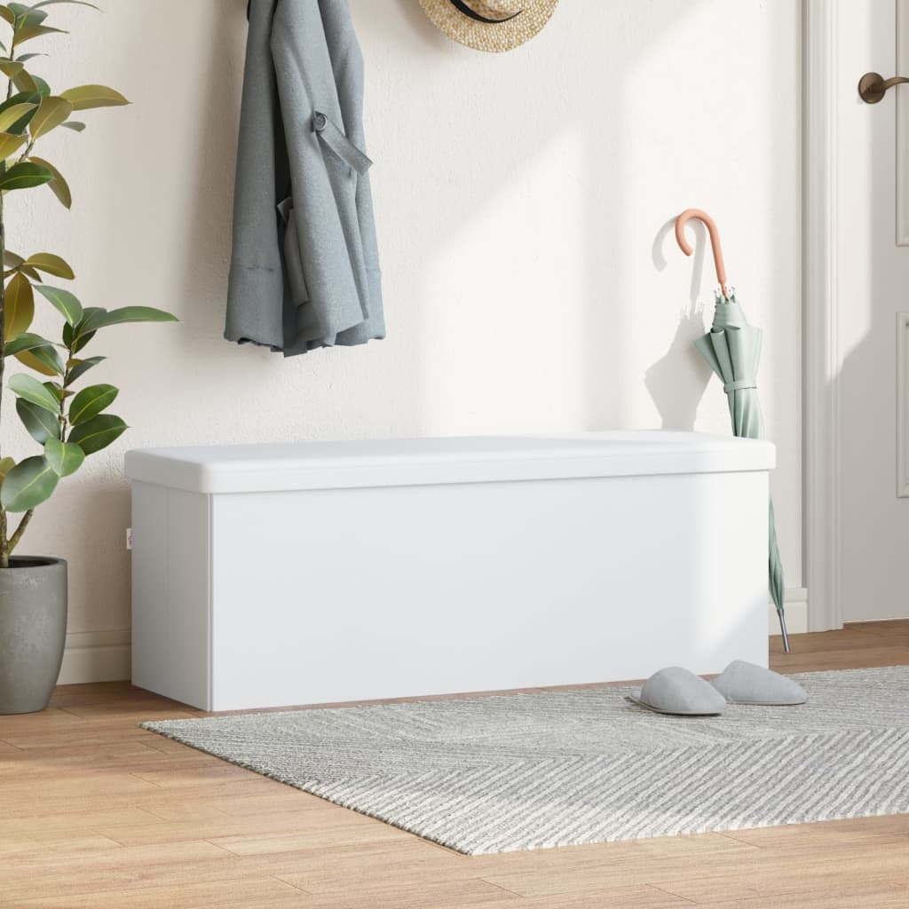 vidaXL Banc de rangement pliable blanc PVC