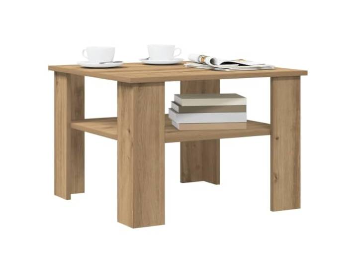 KTHLBRH Couchtisch Eiche Handwerk 60 x 60 x 42 cm Spanplatte Zusätzliche Ablage, leicht zu reinigen, glatte Oberfläche, Montage erforderlich