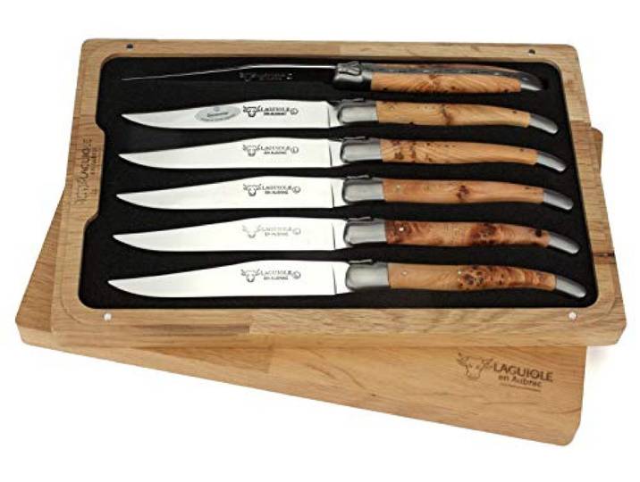 Laguiole en Aubrac 62C99GEIH - Set 6 Steakmesser - sechs Tafelmesser - Griffschalen Wacholder