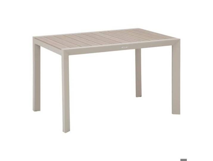 Table de jardin  Évasion  effet bois lin & argile 4 places lates en aluminium - Hespéride