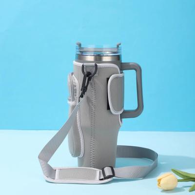 Inspired Finds 40oz CarCup Sleeves With Slanted Shoulder Straps Premium Ice Cup Sleeves, Large Capacity Handle, Available In Multiple grey