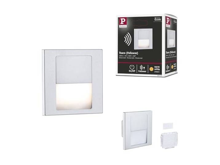 Paulmann 80000 LED Wandeinbauleuchte Tsaro eckig 80x36mm 1W 80lm 230V 2700K Chrom matt