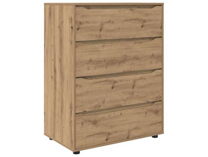 Favemtsl Kommode 4 Schubladen 80x48x105 cm Holzwerkstoff Artisan-Eiche Vielseitiger Aufbewahrungsschrank fuer Wohnzimmer und Schlafzimmer mit leise gleitenden Auszuegen und verstellbarer Hoehe.