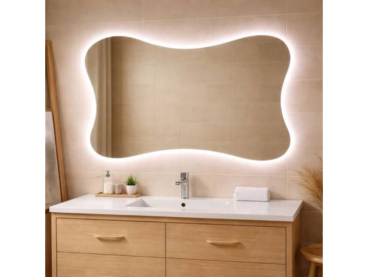 MIROIR BISEAUTÉ + CADRE RÉTROÉCLAIRÉ AVEC LED 120X90