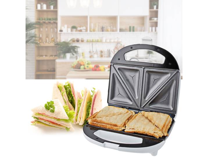 Sandwichmaker, 700 W, Sandwichtoaster mit automatischer Temperaturkontrolle, weiss