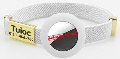 Uplift Picks Cute Breakaway Cat Collar With AirTag Holder And Personalized Name Tag white