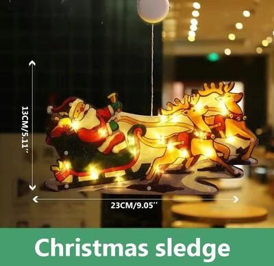 Inspire Select LED Christmas Window Hanging Suction Light Festive Decorative Lamp For Home & Shop Display christmas Sleigh
