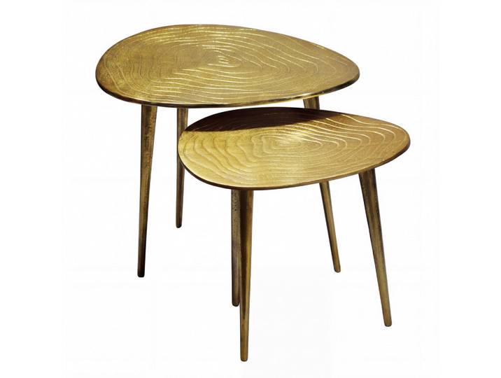 Livetastic Satztisch, Gold, Metall, 2-teilig, organisch, konisch, 49x41x49 cm, einfacher Aufbau, Wohnzimmer, Wohnzimmertische, Satztische