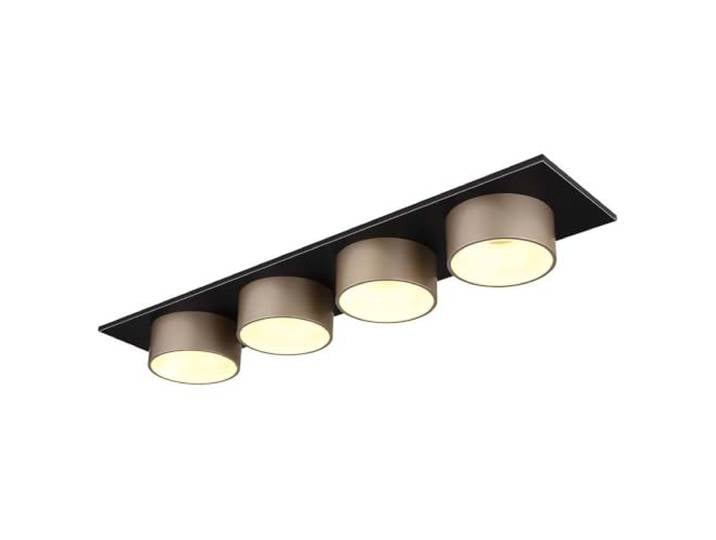 Plafonnier LED en métal pour salon - Anthracite Champagne - 4 ampoules - Longueur 86 cm
