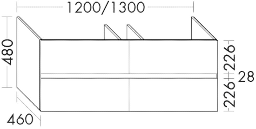 Burgbad Waschtischunterschrank zu Keramik Waschtisch rc40 Solitaire Matt 550x1200x460 Weiß Matt, WWK WWKY120F4500