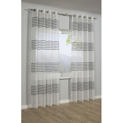 Gardine SEHLBACH "Schal 3-D Streifen" Gr. 1, grau, B:140cm H:245cm, Polyester, Gardinen, Gardine, mit Ösen