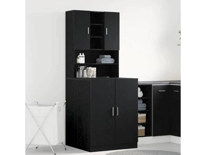 (ON SALE)Meuble pour machine à laver Colonne salle de bains - (3 pcs) - Chêne noir - EU159042