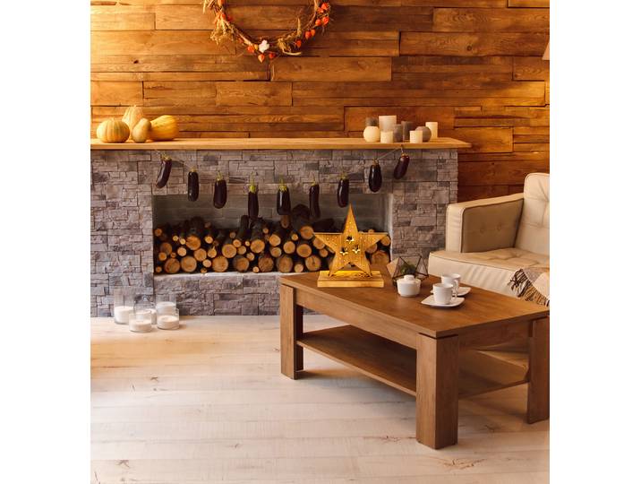 Étoile en bois LED Elva 28 x 29cm Marron