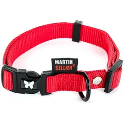 Martin Halsband Verstelbaar Nylon Rood (XL, Hund, Spazieren), Halsband + Leine
