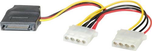 Roline Festplatten Anschlusskabel [2x Molex 4pol Buchse - 1x SATA-Strom-Stecker 15pol.] 0.20 m