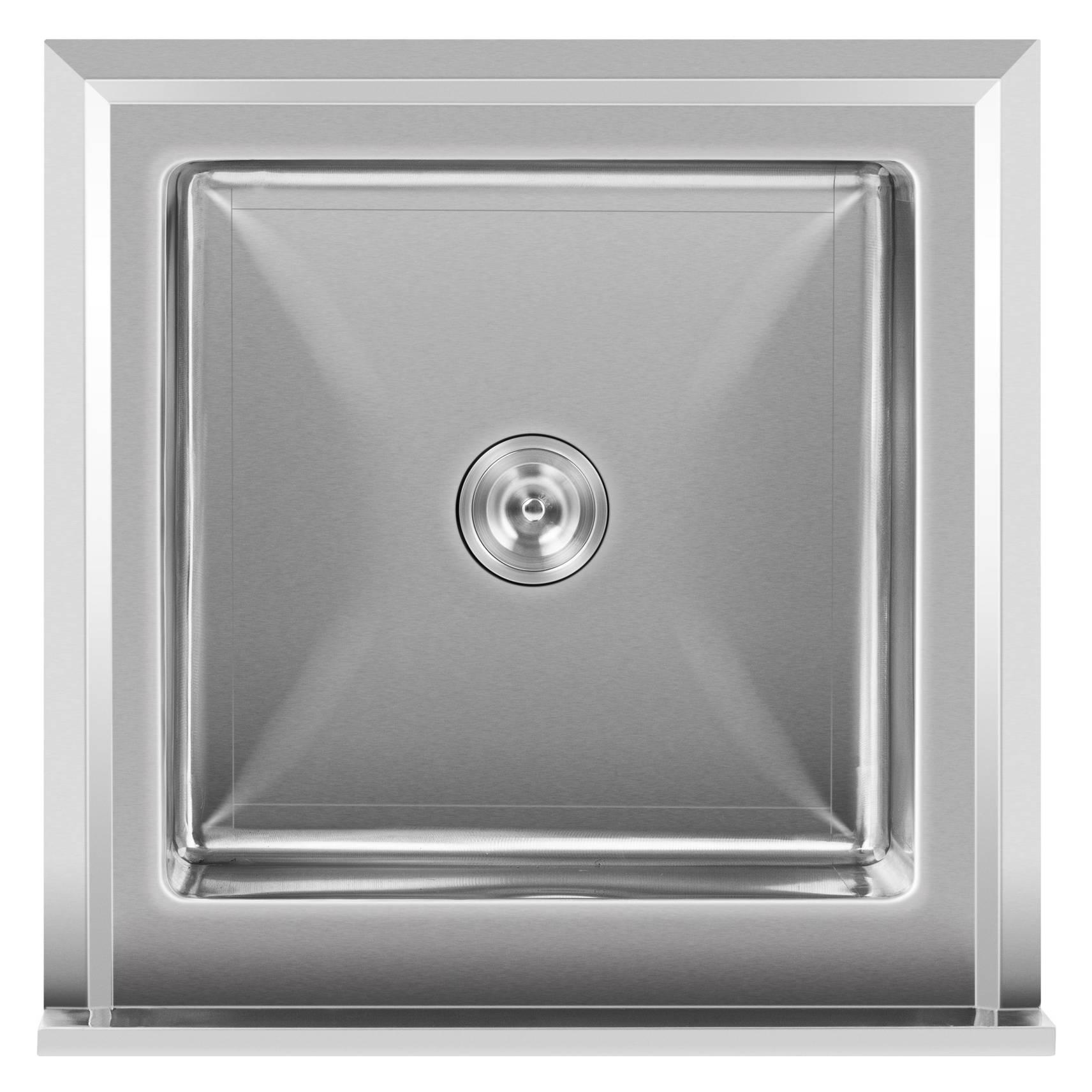 Royal Catering Spültisch Spülbecken Edelstahlspüle Gastrospüle mit Regal Edelstahl 50x50x25,5cm (Einbauspüle, 70 cm) (RCSSS-70X70-S)