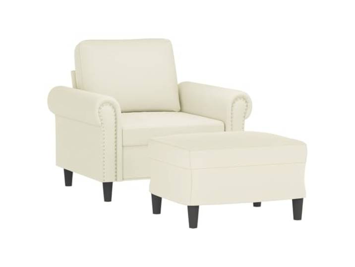 KTHLBRH Sessel mit Fußstütze, Creme, 60 cm, aus Samt Gepolsterter Sitz, Gestell aus Metall und Sperrholz, Tragkraft 110 kg, 2 Stück