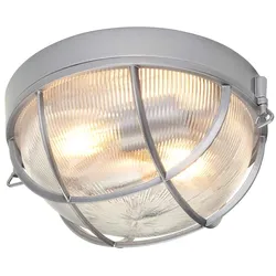 Außenleuchte Deckenleuchte ALU D 25,6 cm 2 Flammig Vordach Balkon Silber