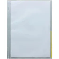 Foldersys, Mappe, Prospekthüllen A4 PP Euro-Lochung mit Indexstreifen VE=100 Stück transparent/gelb (A4, 100x)