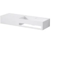 Steinberg Serie 443 Wand-Waschtisch, Auszug links, Handtuchhalter rechts, 1200x400x200mm, 1 Hahnloch, mit Überlauf, SOLIDSurface, 4437215W