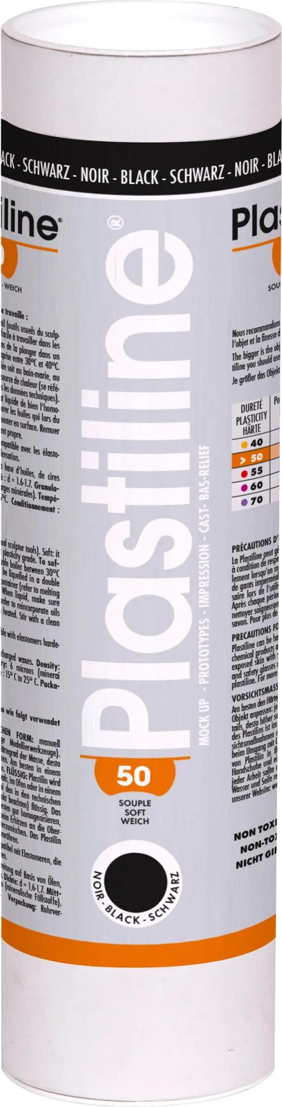 Plastiline Boetseerklei, 1 kg, Hardheidgraad 50 (Zacht), Zwart 1950T