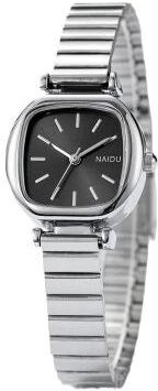 Uplift Essentials Square Bamboo Strap Watch Fashionable Minimalist Small Plate Quartz Timepiece For Women silver Black
