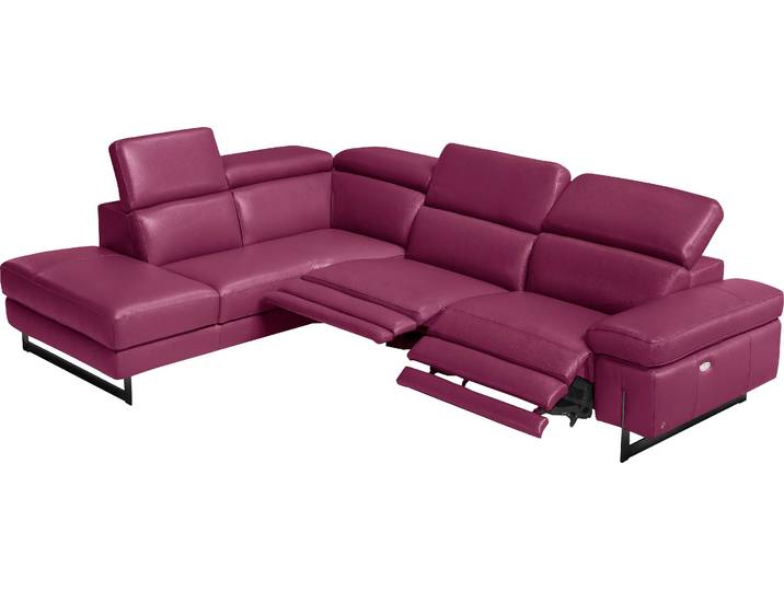 Ecksofa, Rot (Cherry), 278x221 cm, Leder NUVOLE, Mit Relaxfunktion, Elegant, EGOITALIANO