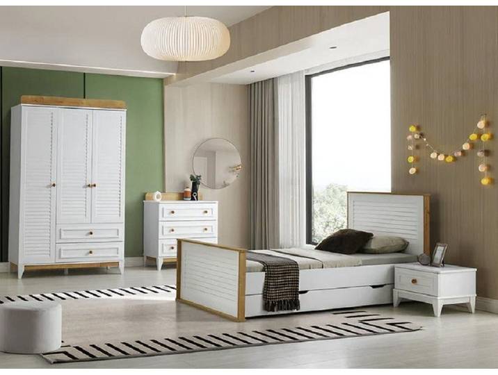 JVmoebel Jugendzimmer-Set Garnitur Kinderzimmer Jugendbett Bettrahmen Bett Set