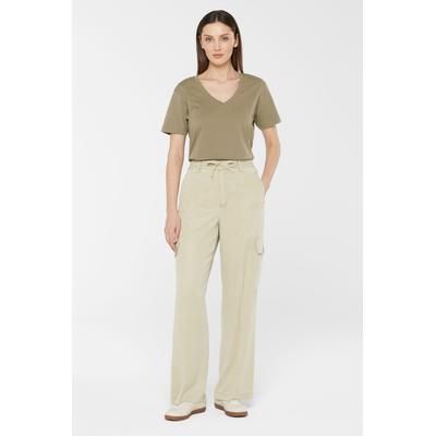 Cargohose SENSES.THE LABEL, Damen, Gr. XL, Normalgrößen, light sage, Web, Material: 100% Lyocell, unifarben, weit lang, Hosen Cargohose, mit Elastikbund