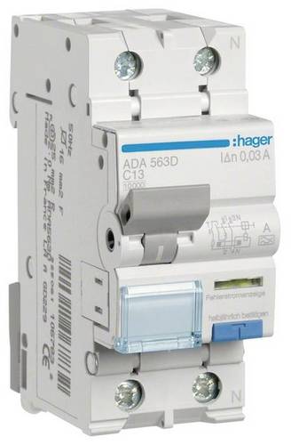 Hager ADA563D FI-Schutzschalter/Leitungsschutzschalter 2polig 13A 0.03A 240V