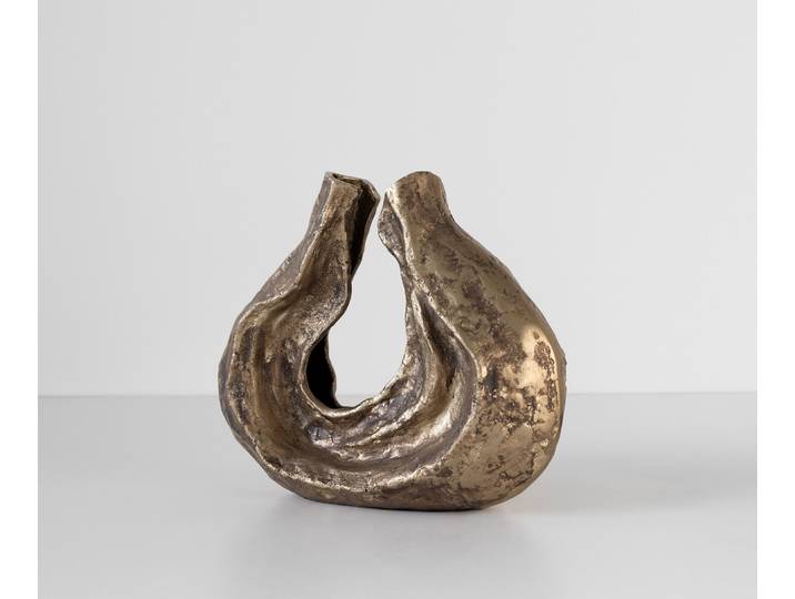 Skulptur Nexora B40 x T15 x H33 cm Aluminium Oro Antico Handgemacht, Wohnaccessoires
