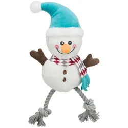 TRIXIE Schneemann, Spielzeug, für Hund, Polyester/Baumwolle, 41 cm, mit Sound, mit Schnur