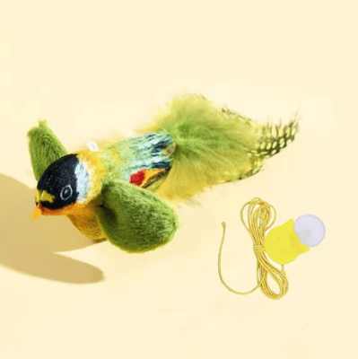 Inspire Curations ChirpyBird Interactive Hanging Cat Teaser Toy With Catnip & Feathers green