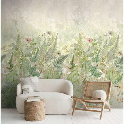 Fototapete LIVING WALLS "The Wall 4 Flowers – Botanische Blätter Vlies-Fototapete", grün, B:1,59m H:0m L:2,8m, Vinyl, Vlies, Tapeten, Botanische Blätter mit dekorativer Tiefenwirkung