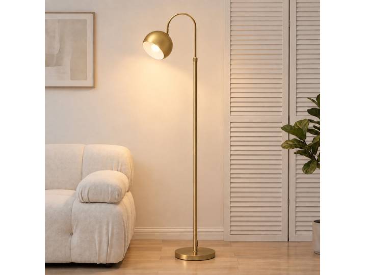 HOMCOM Lampe Sur Pied Moderne Réglable Abat-jour Or