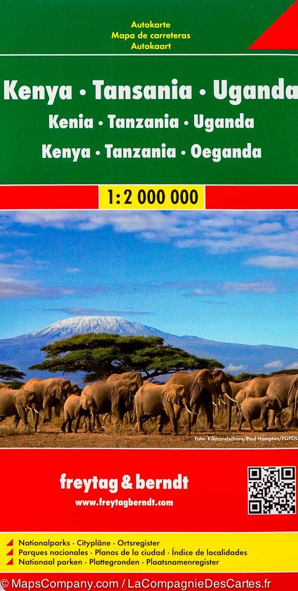 Carte routière - Kenya, Tanzanie & Ouganda   Freytag & Berndt