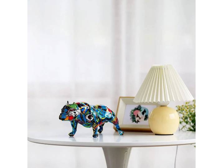 Décorations colorées peintes, Simulation d'art Shar Pit Bull, ornements d'animaux en résine givrée, artisanat pour salle, meuble TV, bureau