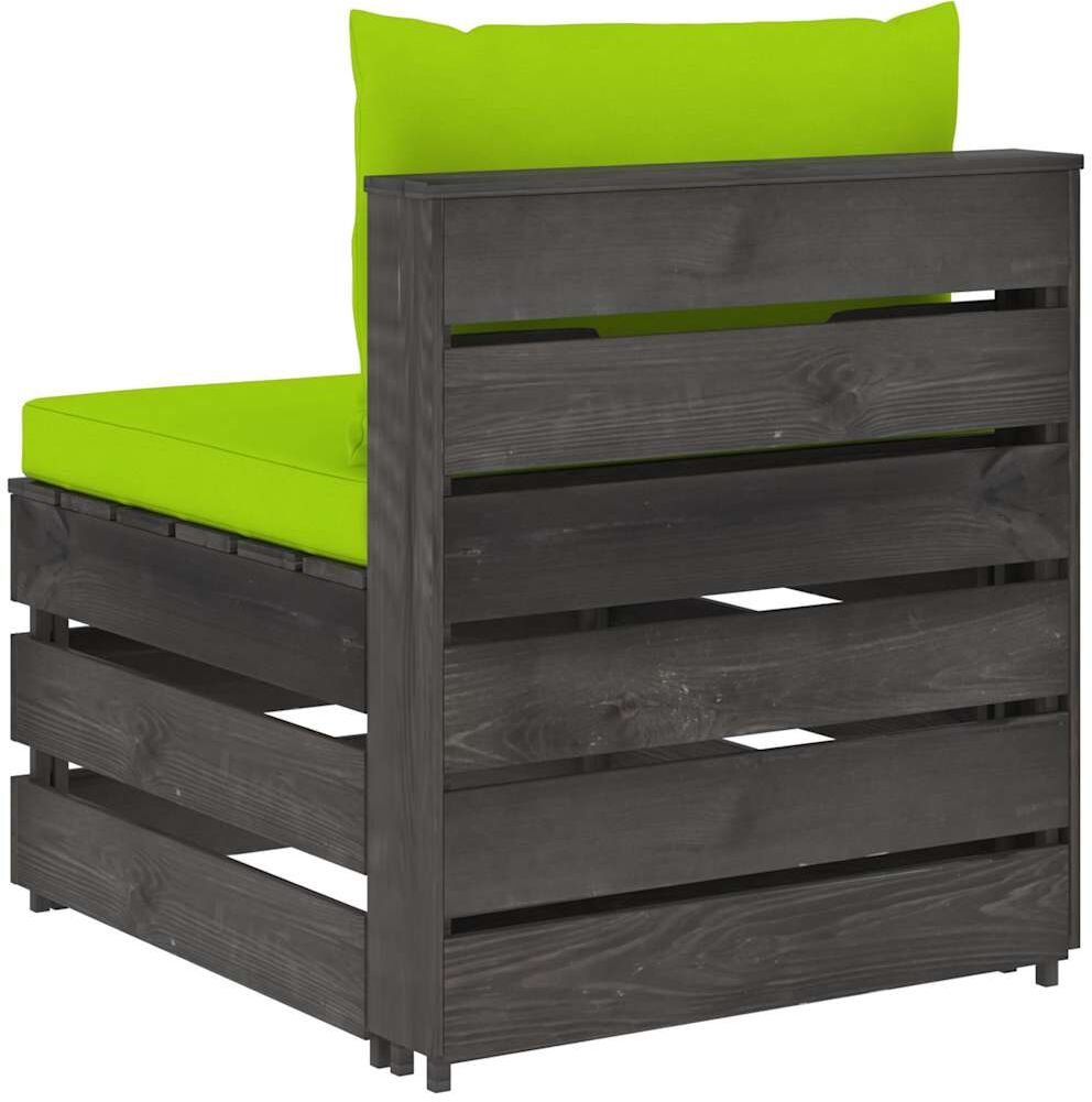 vidaXL Canapé central sectionnel avec coussins Bois imprégné de gris