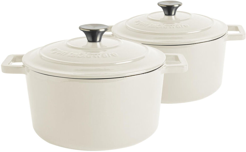 Argon Tableware - Round Cast Iron Casserole Dishes White 4.5L