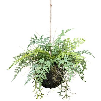 Kunstranke CREATIV GREEN "Mix-Farn-Hängekugel", grün, H:25cm, Kunstpflanzen, auf künstlichem Moosballen