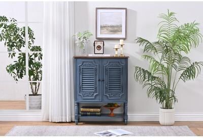 Vintage Blue Accent Storage Cabinet
