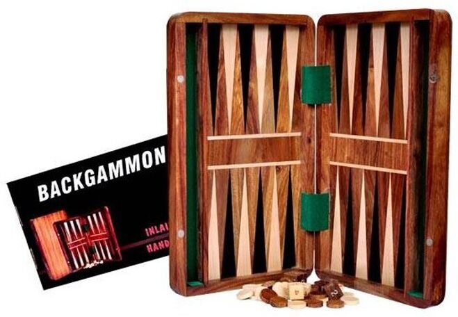 Loisirs Nouveaux Backgammon pliable 30 cm en Buis & Palissandre : Fermeture magnétique