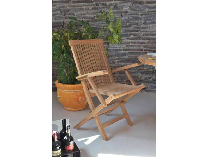 MiaMöbel Teak Klappstuhl mit Armlehne Massivholz Teak Modern