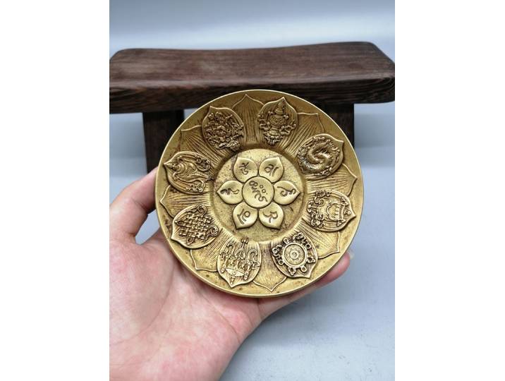 Plaque de Lotus rétro en laiton, huit trésors, décoration de maison