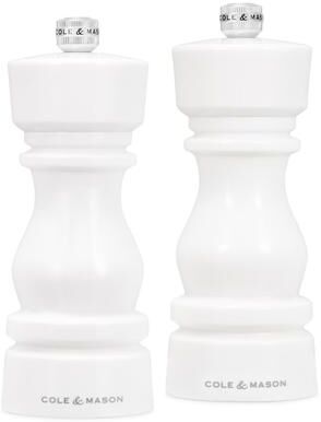 "Cole & Mason London White Acrylic Salt & Pepper Mill Gift Set 6"""