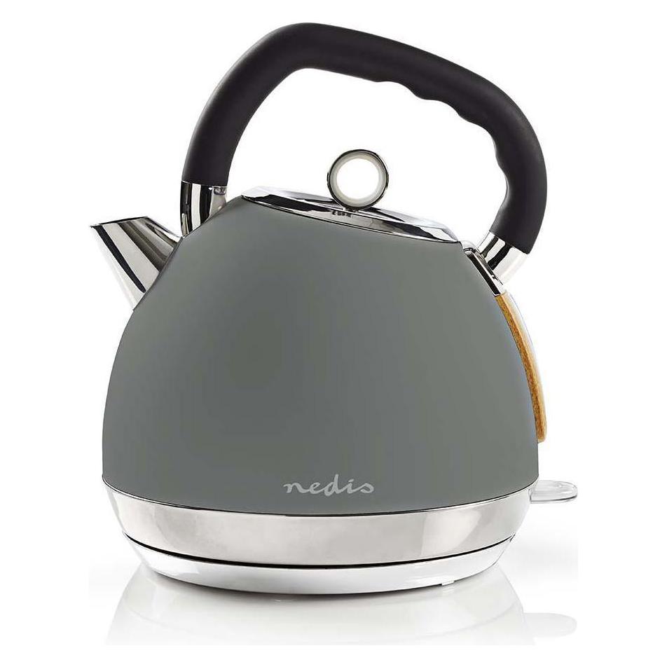 Nedis Elektrischer Wasserkocher, 1,8 l, weich, Grau (1.80 l) (KAWK520EGY)