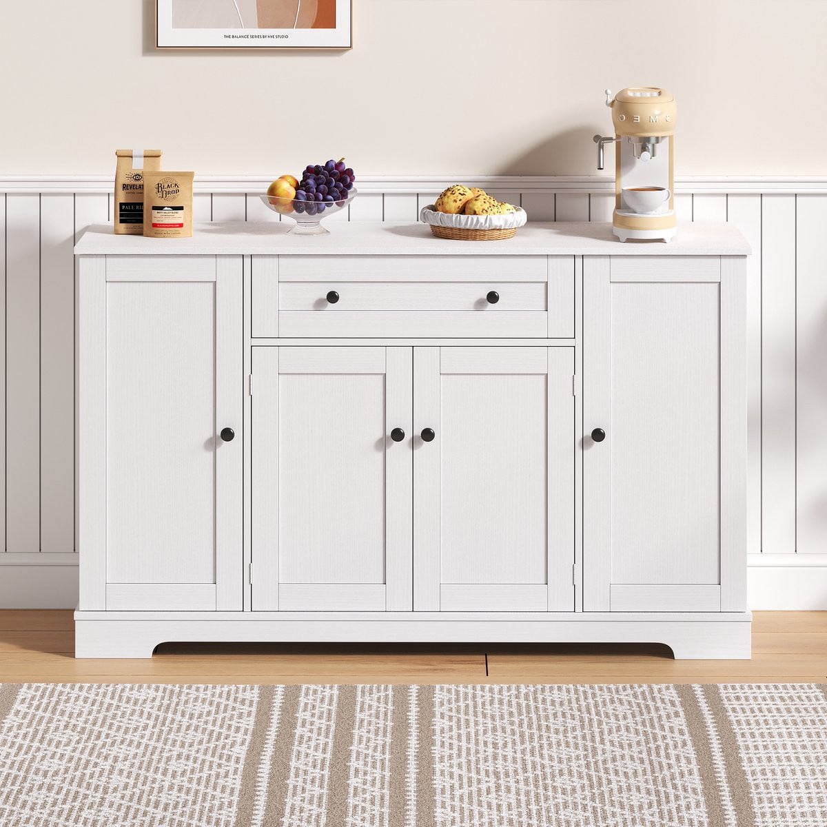 BLACKCOLORS Multifunctioneel Keukenbuffet – Modern Dressoir met Lade en Verstelbare Planken – Breedte: 138 cm