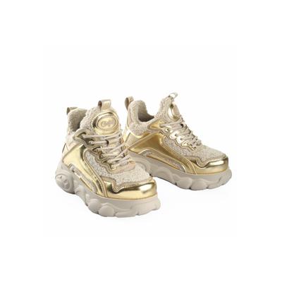 Trainingsschuh BUFFALO "Buffalo Cld Chai Warm Vegan Nappa/Fur", Damen, Gr. 39, gold (beige, gold), Polyurethan, Schuhe